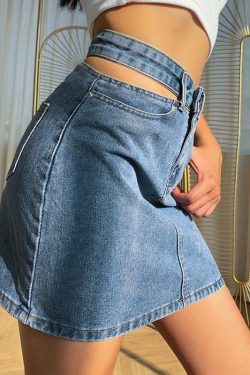 Y2K Grunge Hollow Out Skirt - Retro 90s Fashion, Summer Y2K Outfits, Gothic Y2K Style