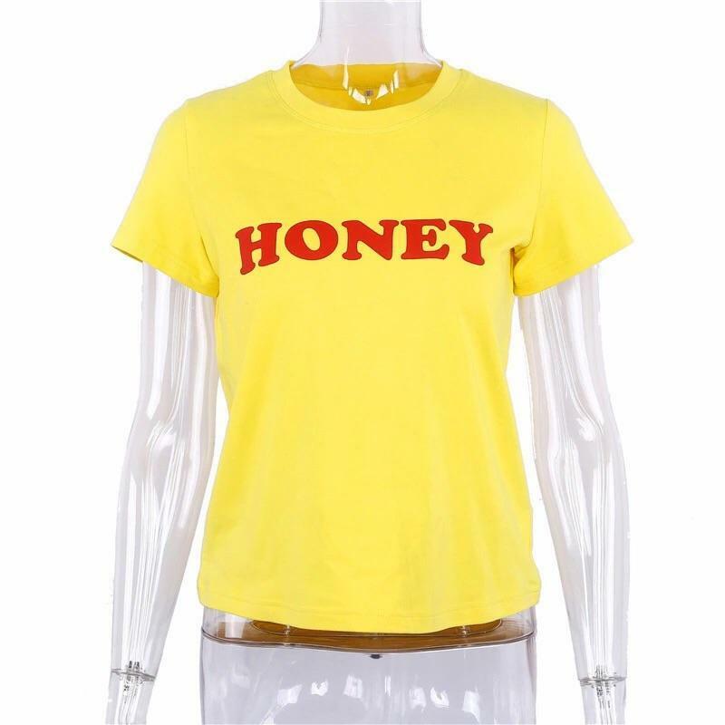 Y2K Grunge Honey T-Shirt - Retro 90s Fashion, Summer Y2K Outfits, Pastel Goth Style