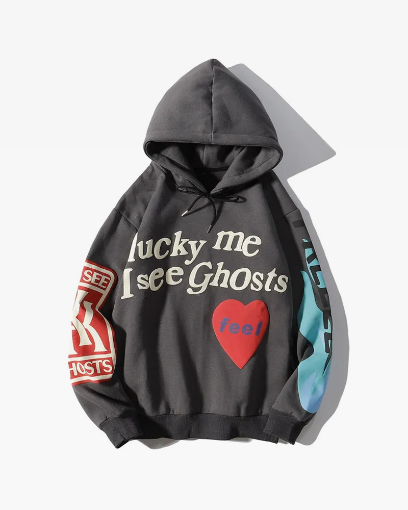 Y2K Grunge Hoodie - Lucky Me I See Ghosts | 90s Retro, Y2K Fashion, Summer & Party Outfits