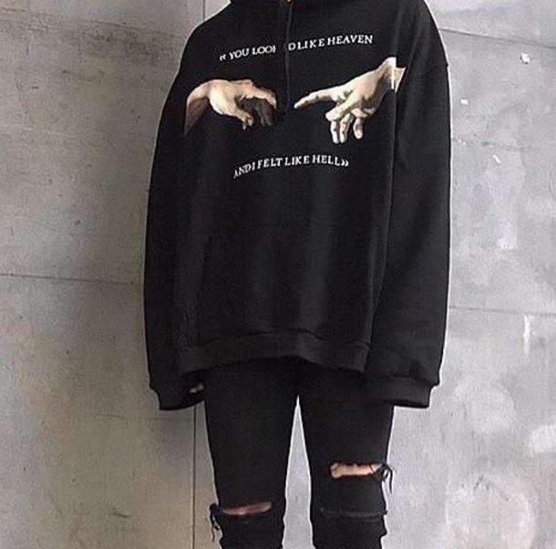 Y2K Grunge Hoodie - Retro 90s Fashion, Y2K Summer Outfits, Gothic Y2K, Pastel Goth Style