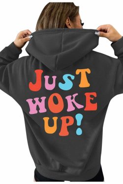 Y2K Grunge Hoodie - Tumblr Girl Just Woke Up, 90s Retro Style, Summer Y2K Fashion