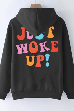 Y2K Grunge Hoodie - Tumblr Girl Just Woke Up, 90s Retro Style, Summer Y2K Fashion