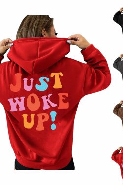 Y2K Grunge Hoodie - Tumblr Girl Just Woke Up, 90s Retro Style, Summer Y2K Fashion