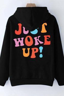Y2K Grunge Hoodie - Tumblr Girl Just Woke Up, 90s Retro Style, Summer Y2K Fashion