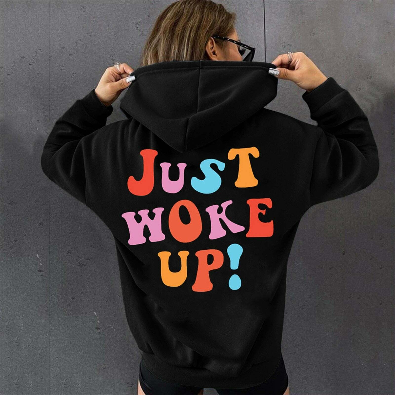 Y2K Grunge Hoodie - Tumblr Girl Just Woke Up, 90s Retro Style, Summer Y2K Fashion