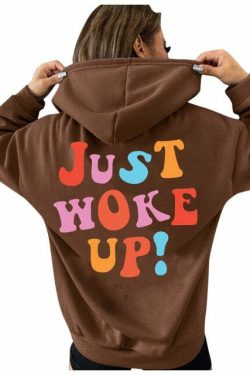 Y2K Grunge Hoodie - Tumblr Girl Just Woke Up, 90s Retro Style, Summer Y2K Fashion