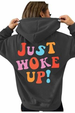 Y2K Grunge Hoodie - Tumblr Girl Just Woke Up, 90s Retro Style, Summer Y2K Fashion