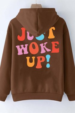 Y2K Grunge Hoodie - Tumblr Girl Just Woke Up, 90s Retro Style, Summer Y2K Fashion