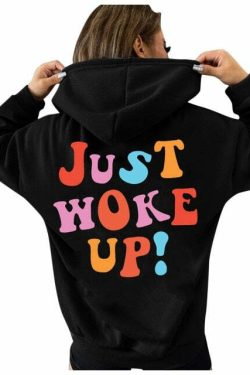 Y2K Grunge Hoodie - Tumblr Girl Just Woke Up, 90s Retro Style, Summer Y2K Fashion