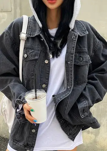 Y2K Grunge Hoodie Detachable Denim Jacket - 90s Retro Style, Summer & Party Outfits