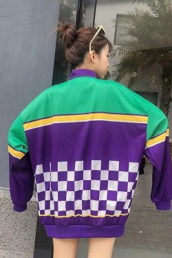 Y2K Grunge Hot Rod Windbreaker Top - Retro 90s Fashion, Summer Y2K Outfits, Pastel Goth Style