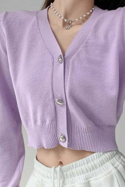 Y2K Grunge I Heart U Button Knitted Sweater - Retro 90s Fashion, Summer & Party Outfits