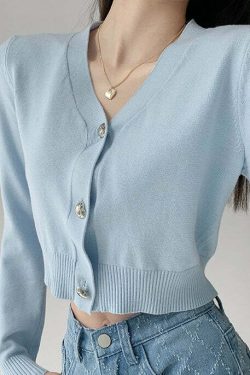 Y2K Grunge I Heart U Button Knitted Sweater - Retro 90s Fashion, Summer & Party Outfits
