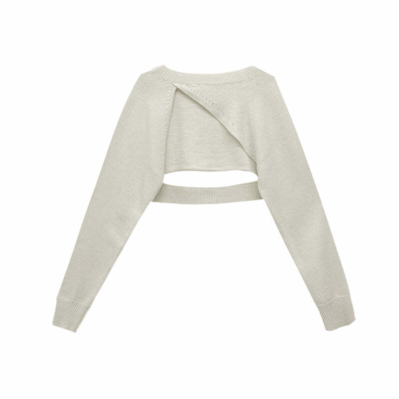 Y2K Grunge Irregular Cut Long-Sleeved Bolero Top - Retro 90s Summer Fashion for Women