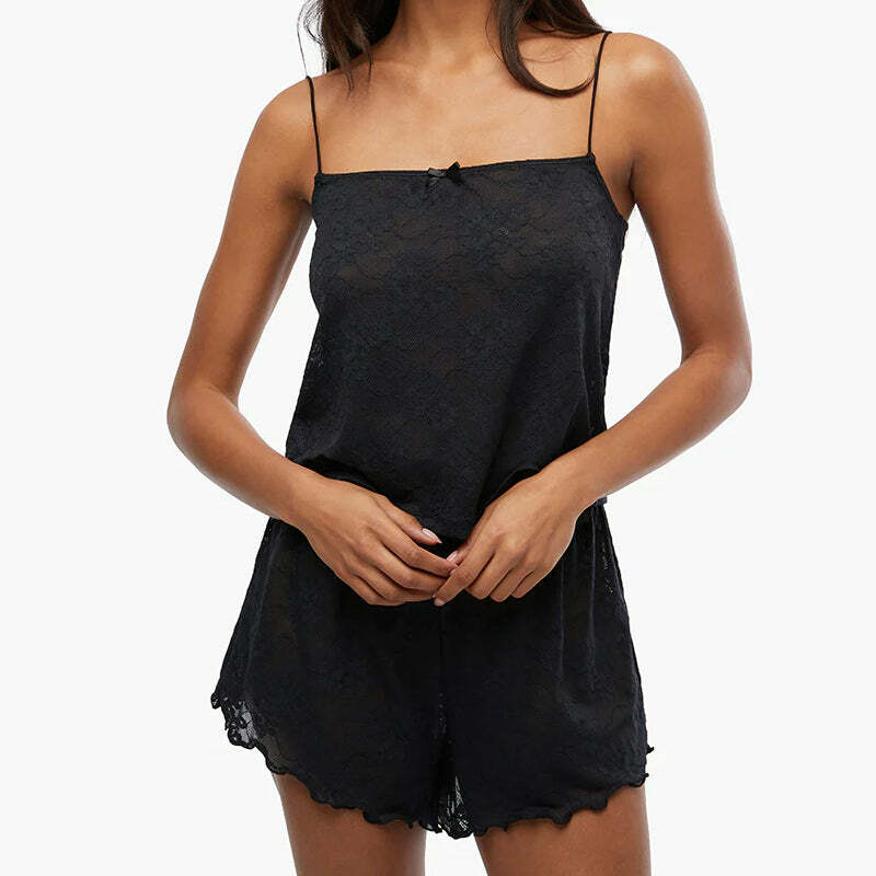 Y2K Grunge Jagger Lace Short Set - Retro 90s Summer Outfit, Pastel Goth, Y2K Party Look