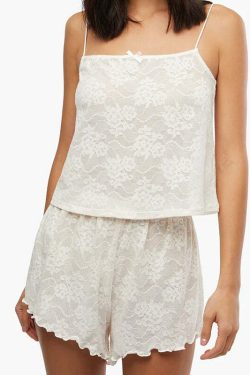 Y2K Grunge Jagger Lace Short Set - Retro 90s Summer Outfit, Pastel Goth, Y2K Party Look