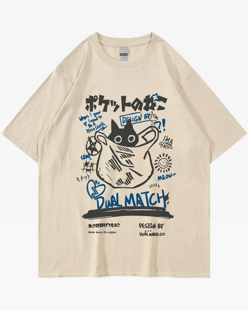 Y2K Grunge Japanese Cat Shirt - Retro 90s Summer Outfit, Pastel Goth, Y2K Fashion Top