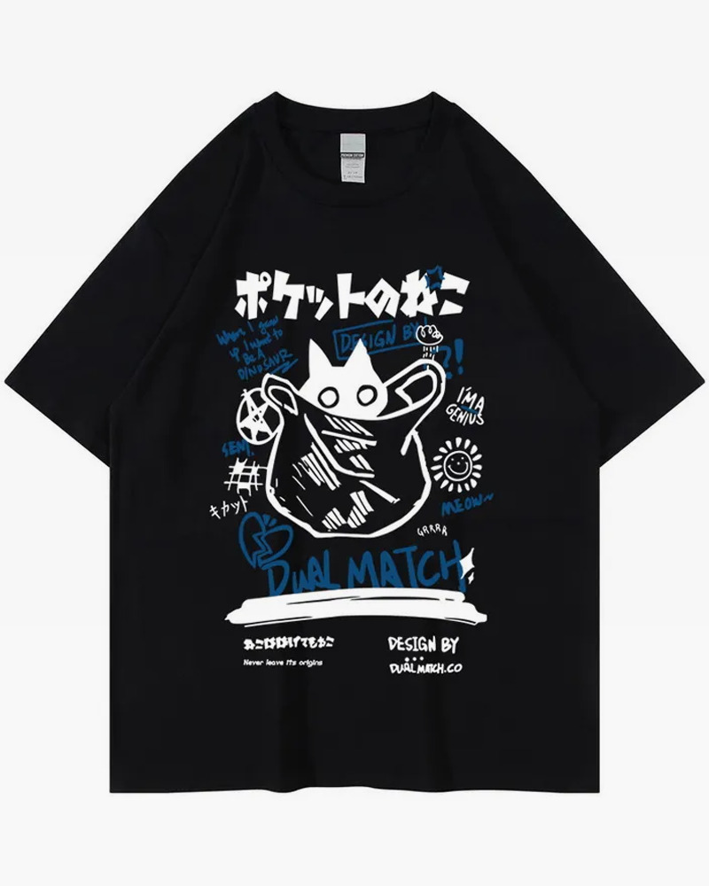 Y2K Grunge Japanese Cat Shirt - Retro 90s Summer Outfit, Pastel Goth, Y2K Fashion Top