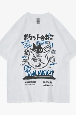 Y2K Grunge Japanese Cat Shirt - Retro 90s Summer Outfit, Pastel Goth, Y2K Fashion Top