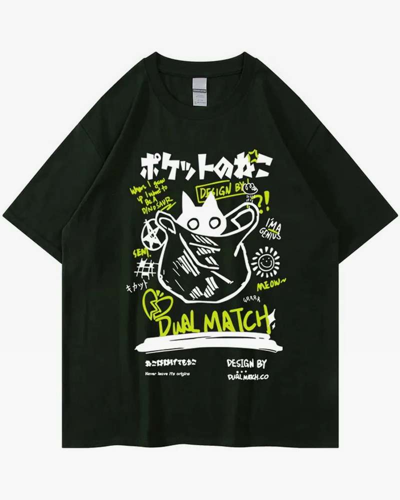 Y2K Grunge Japanese Cat Shirt - Retro 90s Summer Outfit, Pastel Goth, Y2K Fashion Top