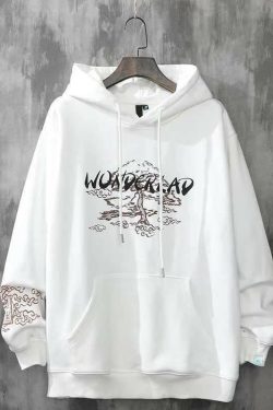 Y2K Grunge Japanese Landscape Hoodie - Retro 90s Fashion, Summer Y2K Outfits, Pastel Goth Style