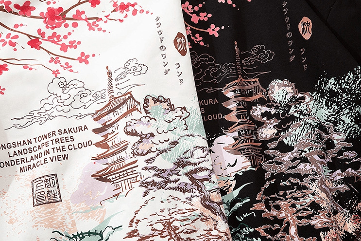 Y2K Grunge Japanese Landscape Hoodie - Retro 90s Fashion, Summer Y2K Outfits, Pastel Goth Style