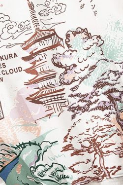 Y2K Grunge Japanese Landscape Hoodie - Retro 90s Fashion, Summer Y2K Outfits, Pastel Goth Style