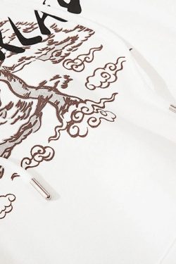 Y2K Grunge Japanese Landscape Hoodie - Retro 90s Fashion, Summer Y2K Outfits, Pastel Goth Style