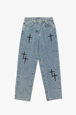 Y2K Grunge Jeans for Men - Retro 90s Hip Hop Fashion, Summer Y2K Outfits, Vintage Style