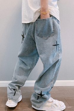 Y2K Grunge Jeans for Men - Retro 90s Hip Hop Fashion, Summer Y2K Outfits, Vintage Style