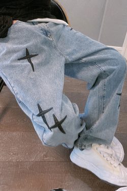 Y2K Grunge Jeans for Men - Retro 90s Hip Hop Fashion, Summer Y2K Outfits, Vintage Style