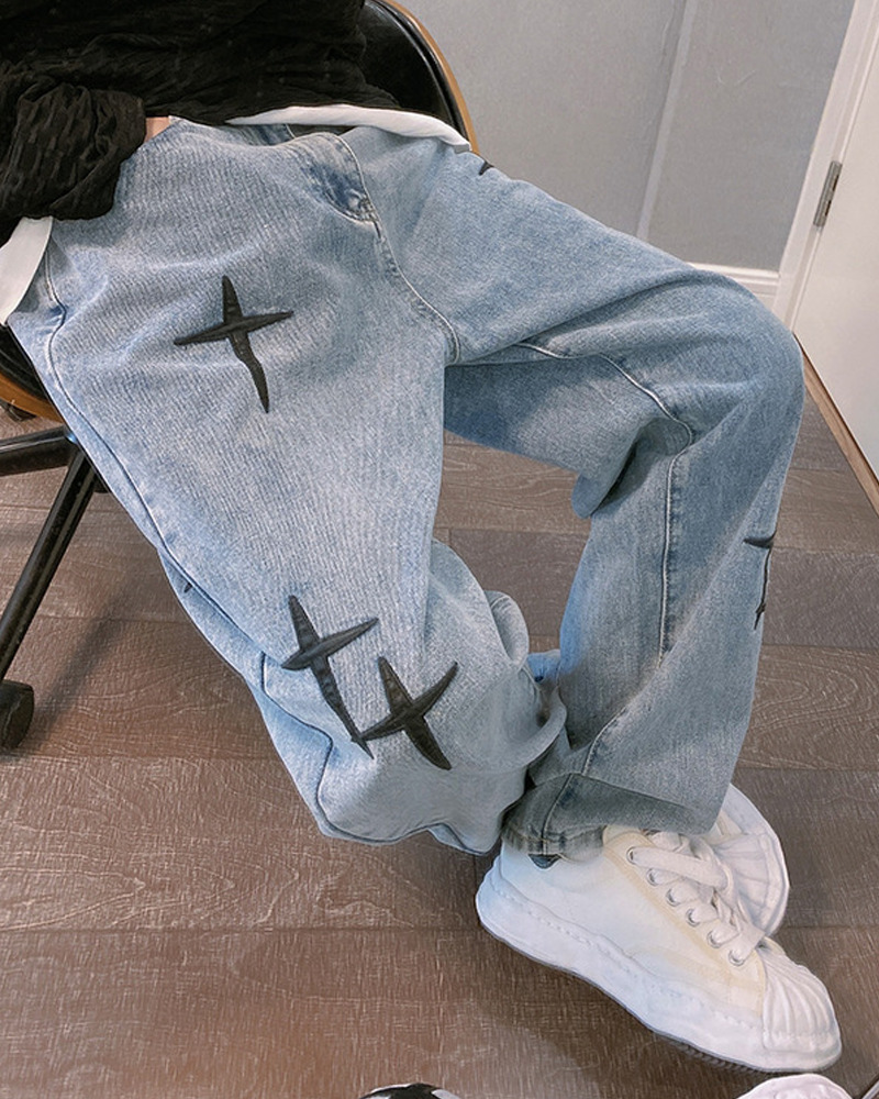 Y2K Grunge Jeans for Men - Retro 90s Hip Hop Fashion, Summer Y2K Outfits, Vintage Style
