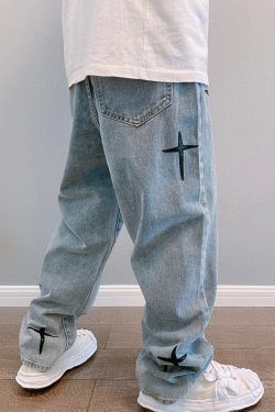 Y2K Grunge Jeans for Men - Retro 90s Hip Hop Fashion, Summer Y2K Outfits, Vintage Style