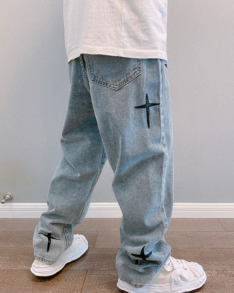Y2K Grunge Jeans for Men - Retro 90s Hip Hop Fashion, Summer Y2K Outfits, Vintage Style