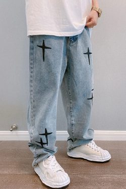 Y2K Grunge Jeans for Men - Retro 90s Hip Hop Fashion, Summer Y2K Outfits, Vintage Style