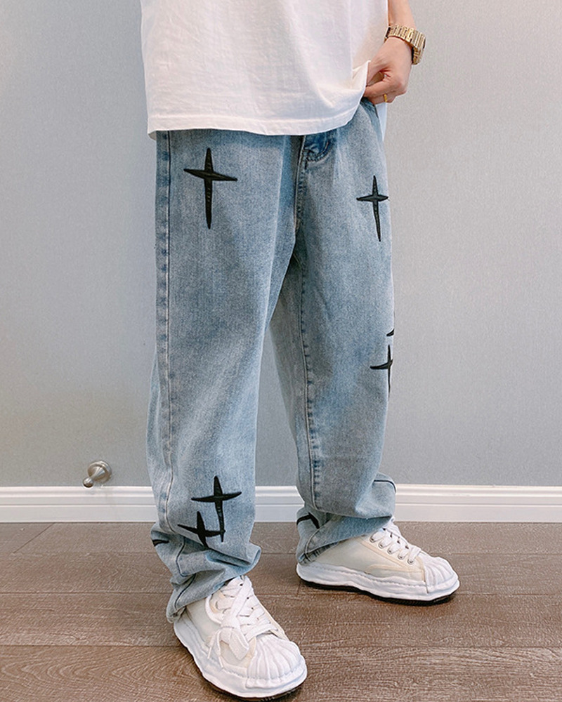 Y2K Grunge Jeans for Men - Retro 90s Hip Hop Fashion, Summer Y2K Outfits, Vintage Style
