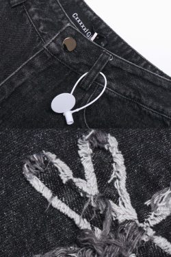 Y2K Grunge Jeans with Crosses - 90s Retro Style, Summer Outfits, and Gothic Y2K Fashion