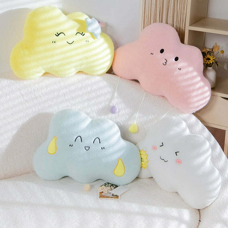 Y2K Grunge Kawaii Cloud Plush Pillow - Retro 90s Summer Outfit Accessory for Y2K Fashion