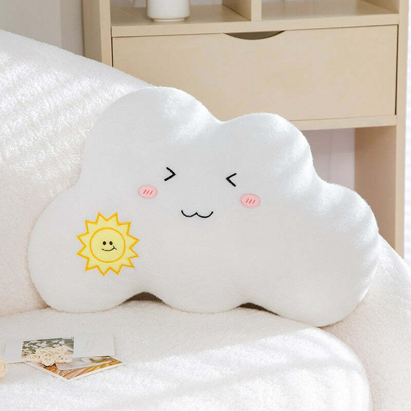 Y2K Grunge Kawaii Cloud Plush Pillow - Retro 90s Summer Outfit Accessory for Y2K Fashion