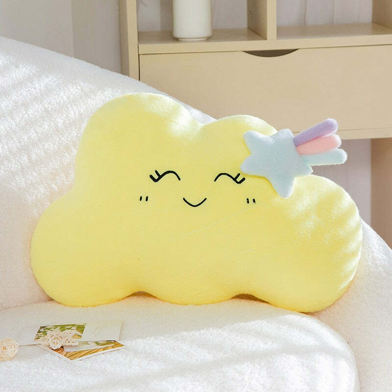 Y2K Grunge Kawaii Cloud Plush Pillow - Retro 90s Summer Outfit Accessory for Y2K Fashion