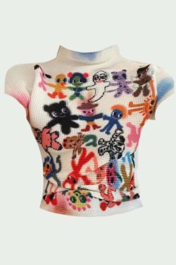 Y2K Grunge Kawaii Harajuku Cartoon T-Shirt - Retro 90s Summer Outfit, Pastel Goth Style