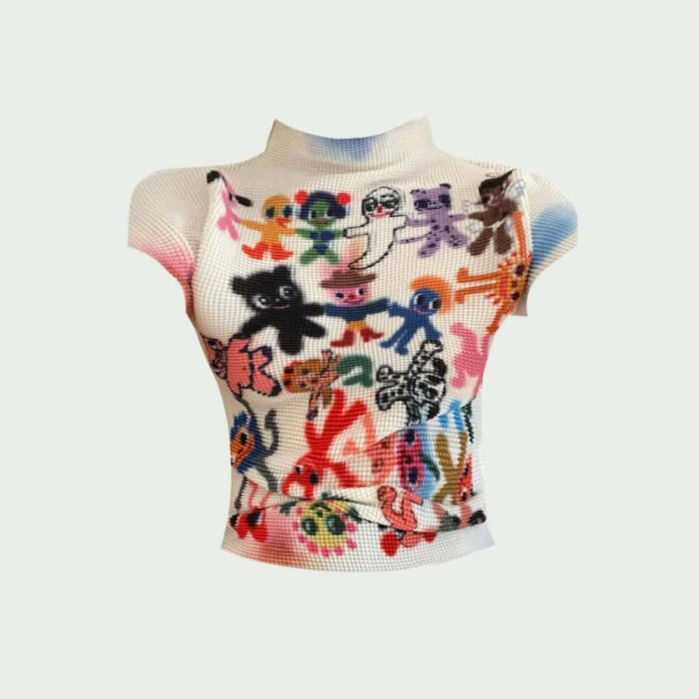 Y2K Grunge Kawaii Harajuku Cartoon T-Shirt - Retro 90s Summer Outfit, Pastel Goth Style