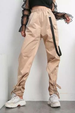 Y2K Grunge Khaki Cargo Pants - 90s Retro Summer Outfit, Y2K Club & Party Fashion