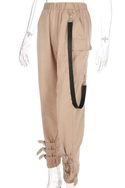 Y2K Grunge Khaki Cargo Pants - 90s Retro Summer Outfit, Y2K Club & Party Fashion