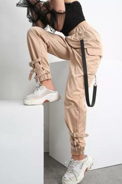 Y2K Grunge Khaki Cargo Pants - 90s Retro Summer Outfit, Y2K Club & Party Fashion