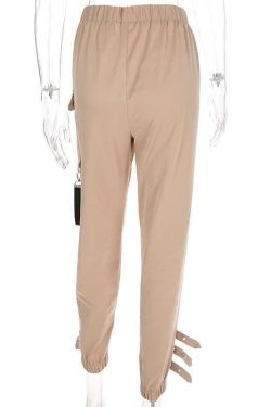 Y2K Grunge Khaki Cargo Pants - 90s Retro Summer Outfit, Y2K Club & Party Fashion