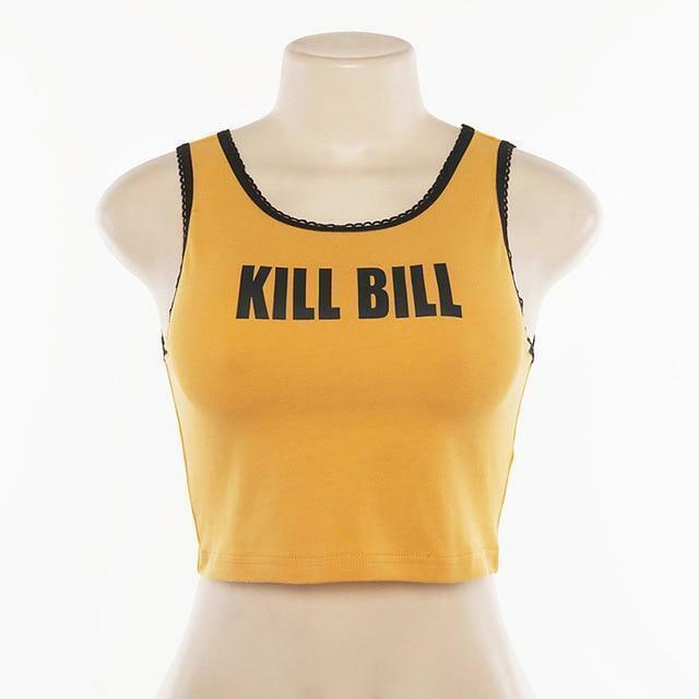 Y2K Grunge Kill Bill Crop Top - Retro 90s Fashion, Summer Y2K Outfits, Pastel Goth Style