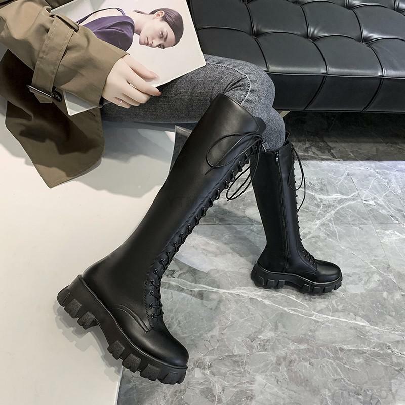 Y2K Grunge Knee High Platform Boots Black - 90s Fashion, Retro Style, Gothic Y2K Outfits