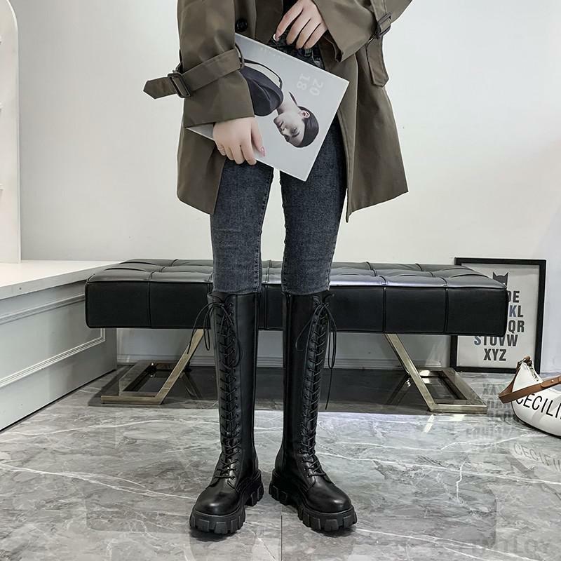 Y2K Grunge Knee High Platform Boots Black - 90s Fashion, Retro Style, Gothic Y2K Outfits