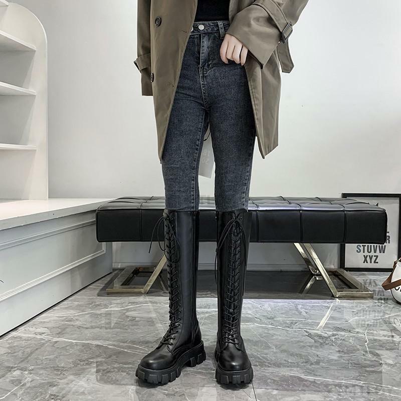 Y2K Grunge Knee High Platform Boots Black - 90s Fashion, Retro Style, Gothic Y2K Outfits